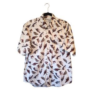 Columbia White Fly Fishing Lure Casual Button Down Shirt
